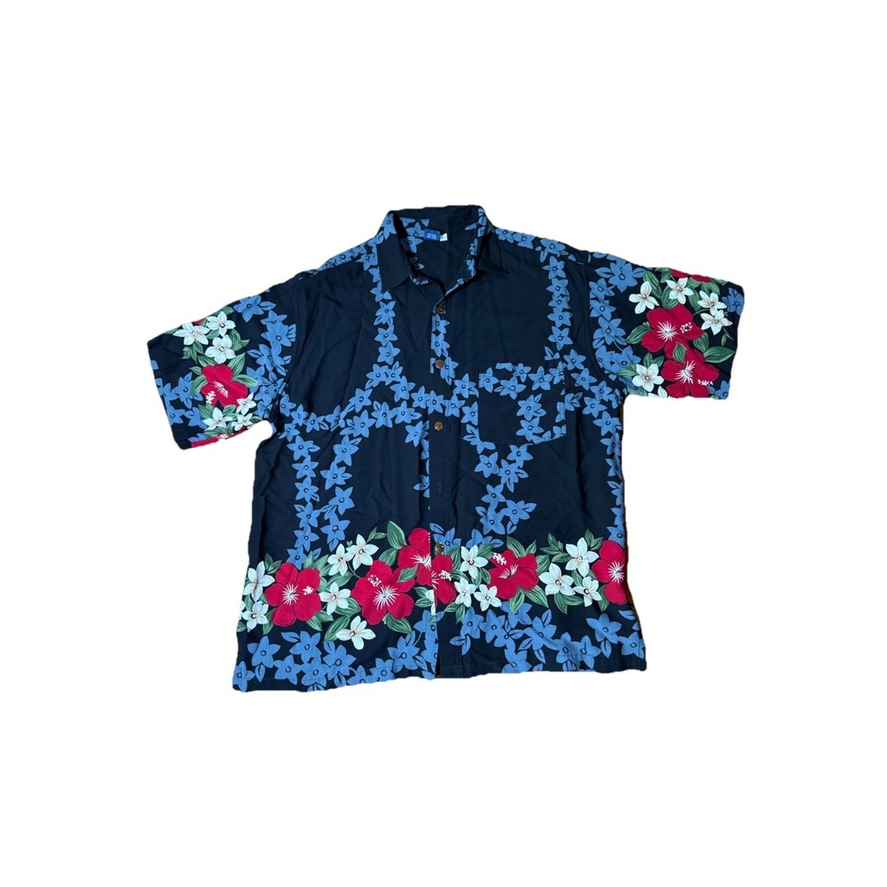 men Hibiscus Collection Hawaii shirt large short sleeve button Sz Large
